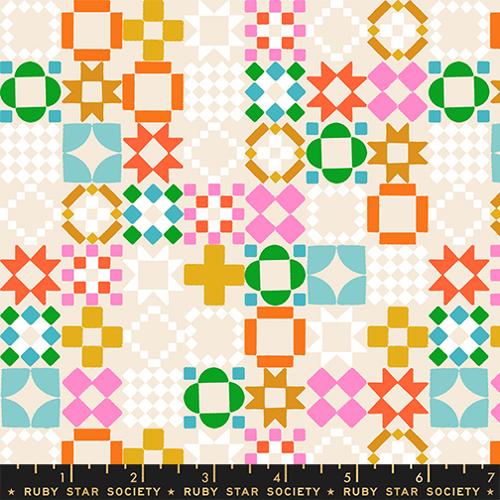 Colorful geometric quilt pattern design by Ruby Star.