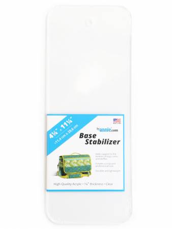 Add support to the base of your ByAnnie project using this sturdy clear acrylic stabilizer.This base stabilizer insert measures 4-1/4in wide x 11-1/4in long x 1/10in thick. Durable and lightweight while giving your project a professional look. Rounded corners to help protect the bag interior. this base stabilizer may be removed to launder the bag.
