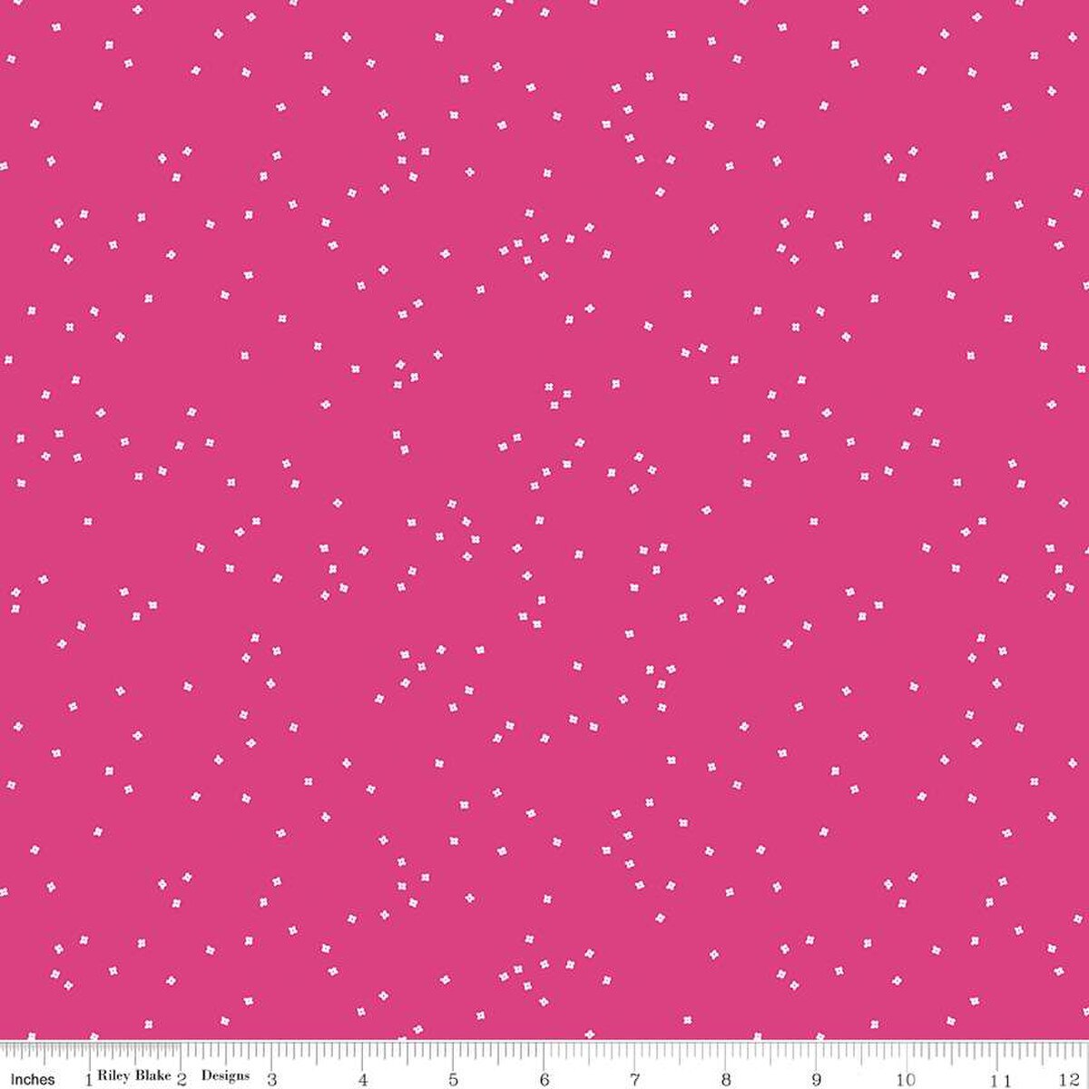 Pink fabric with small tiny, white confetti blossoms