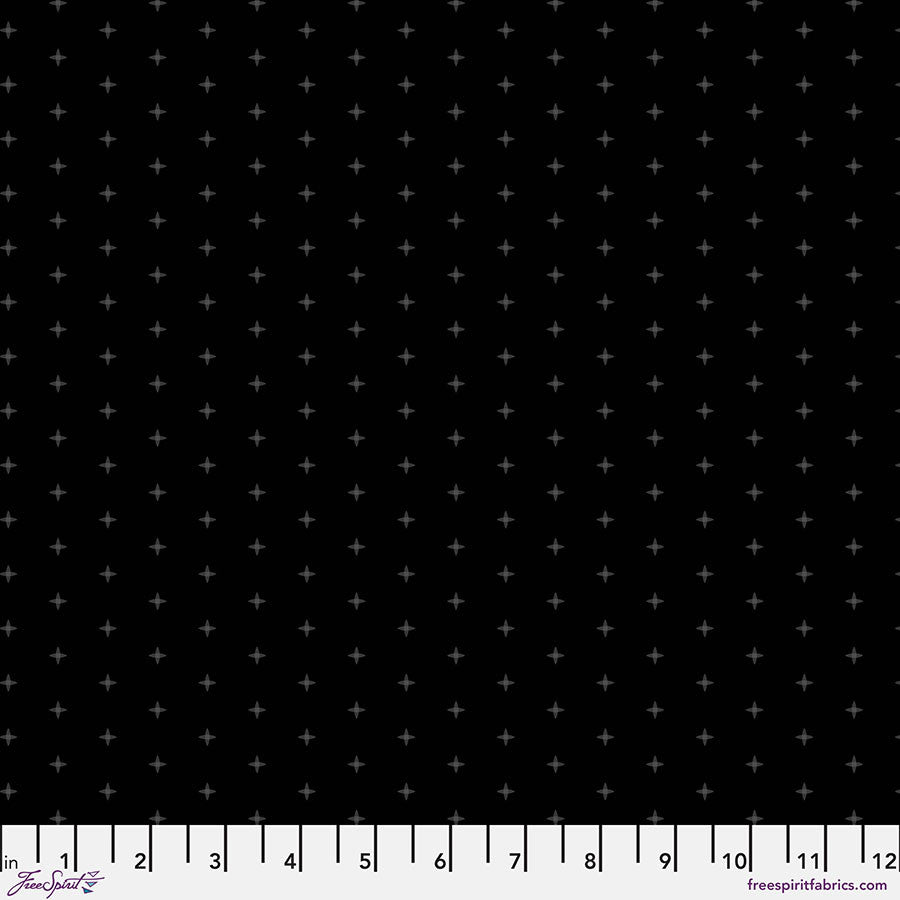 Black fabric with small grey cross pattern