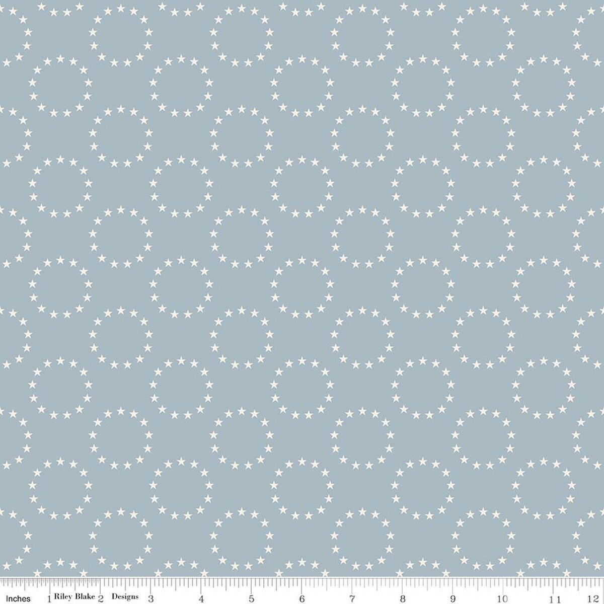 Offset rows of circles of 13 small white stars on a ight blue background.