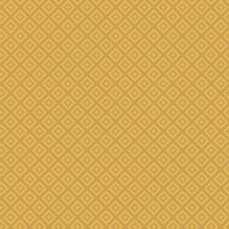 A close-up of a repeating geometric pattern in warm mustard yellow and tan, filling the entire frame.