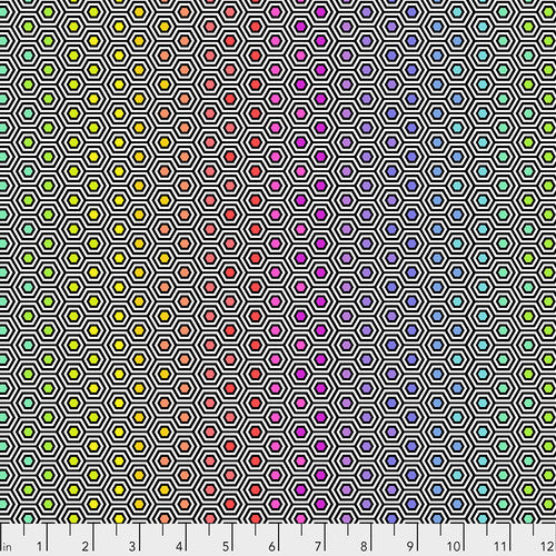 True Colors - Hexy Rainbow - Ink - PWTP151.INK -HALF YARD - Tula Pink for FreeSpirit