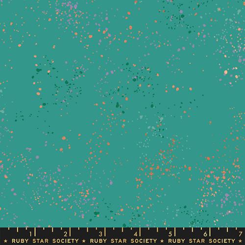 Aqua fabric speckled with metallic flakes