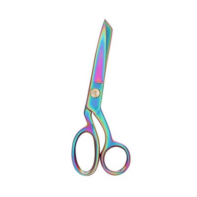 Multicolored micro serrated bent scissors