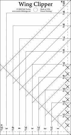 The Wing Clipper is a must have tool if you are making Flying Geese units for your quilt. This tool, and the associated Fast Flying Geese construction technique, allow you to make four finished units from five squares. The best part is that each unit is constructed slightly oversized so each can be trimmed to a perfect size with perfect seam placement once the sewing and pressing are complete by using the Wing Clipper tool.