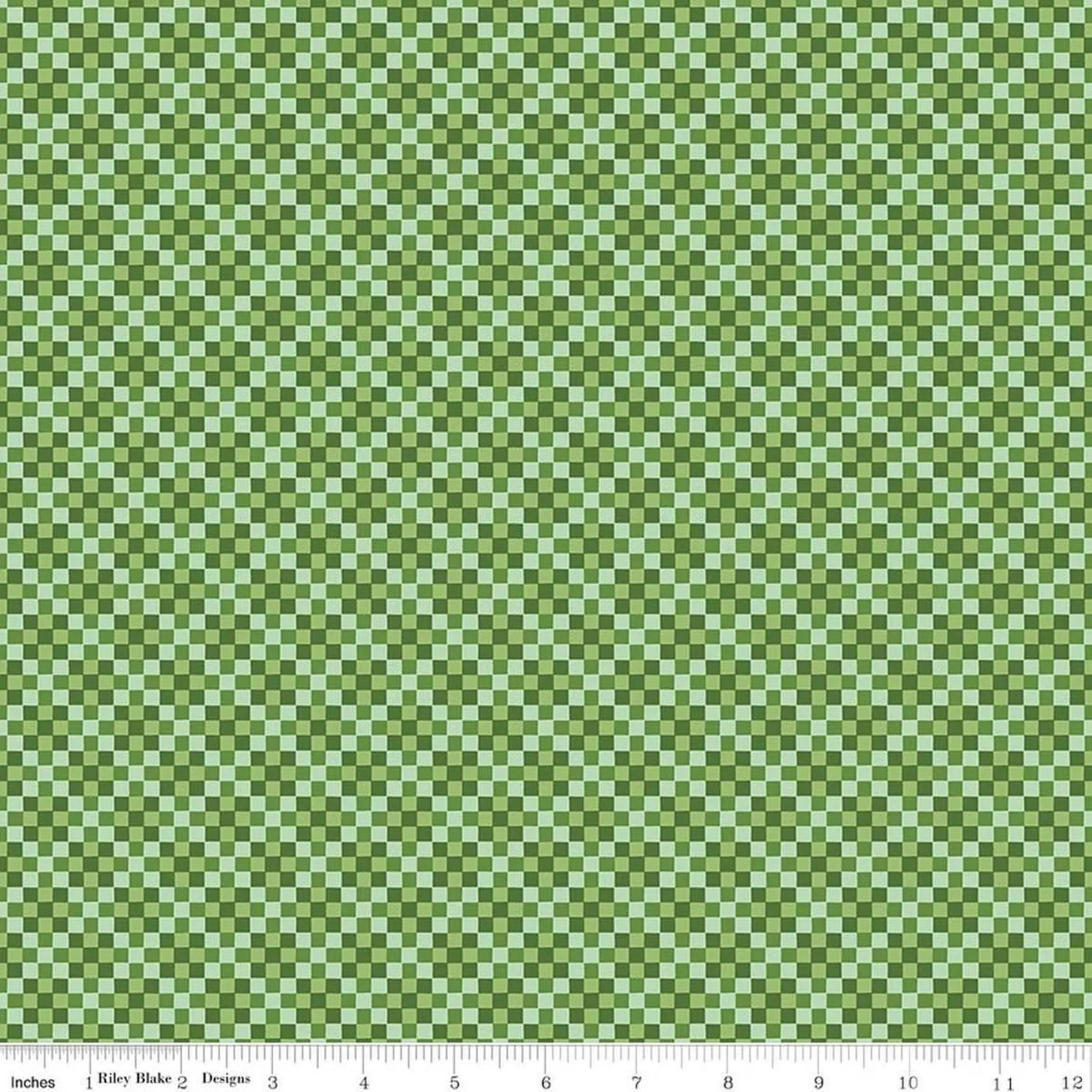 A repeating green and light green checkerboard pattern shown flat