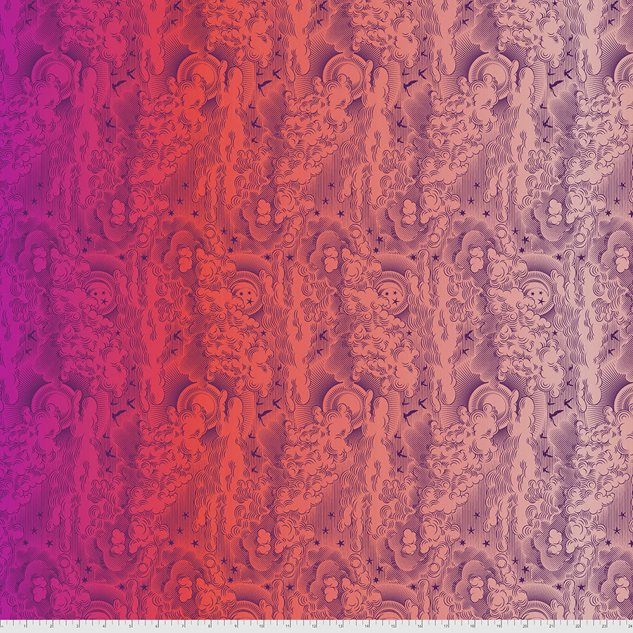 Daydreamer- Little Fluffy Clouds-Dragonfruit-PWTP177.DRAGONFRUIT- HALF YARD - Tula Pink for FreeSpirit