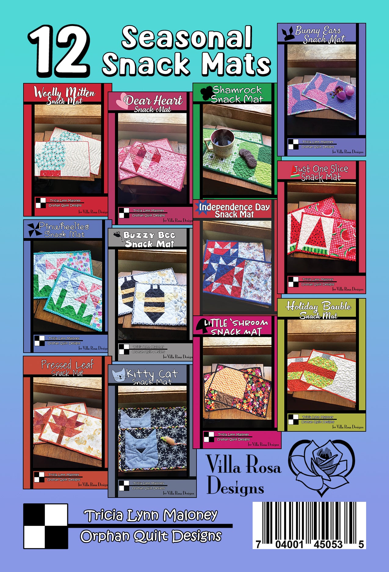 Set of all 12 of Tricia Maloney's Snack Mat patterns.