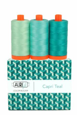 Aurifil Color Builder 50wt 3pc Set Capri Teal