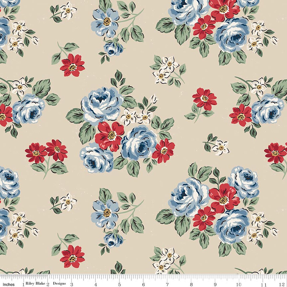 Independence Floral Beige HALF YARD