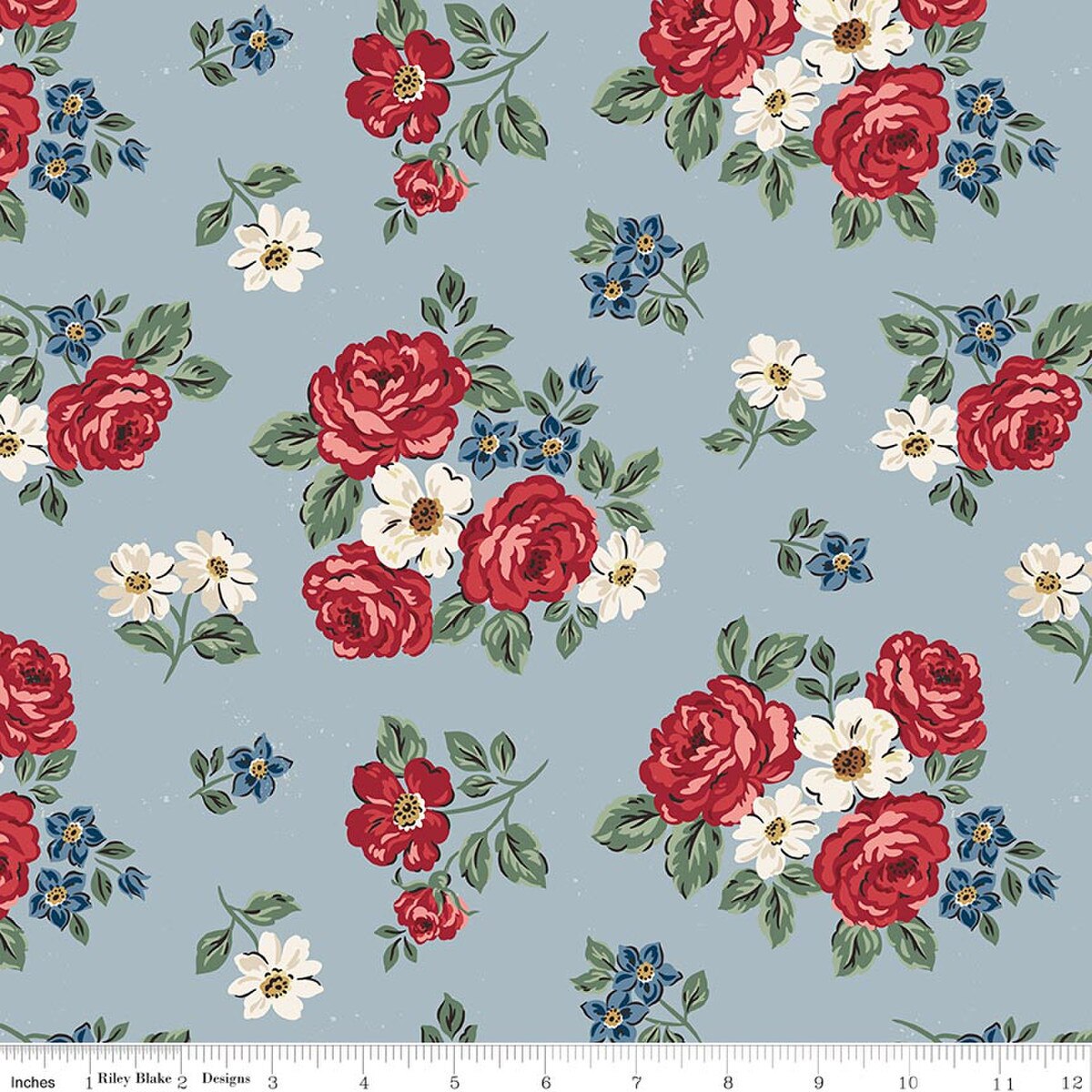 Independence Floral Blue HALF YARD