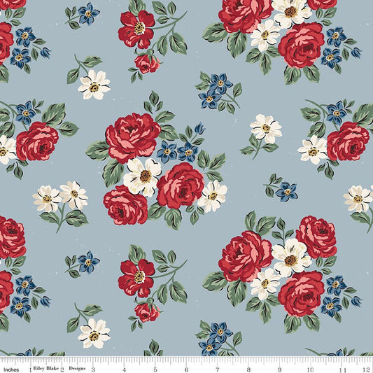 Independence Floral Blue HALF YARD