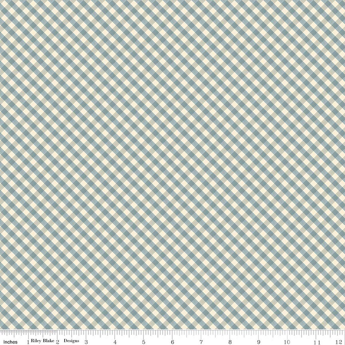 LIL' FARM FRIENDS GINGHAM BLUE HALF YARD