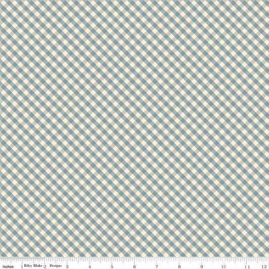 LIL' FARM FRIENDS GINGHAM BLUE HALF YARD