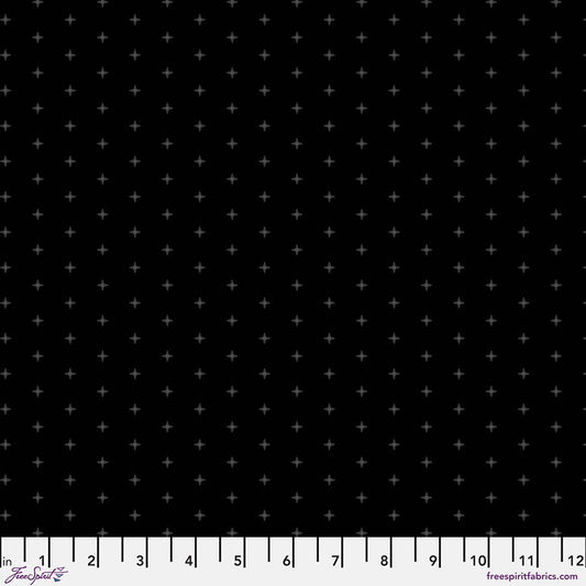 Black fabric with small grey cross pattern 