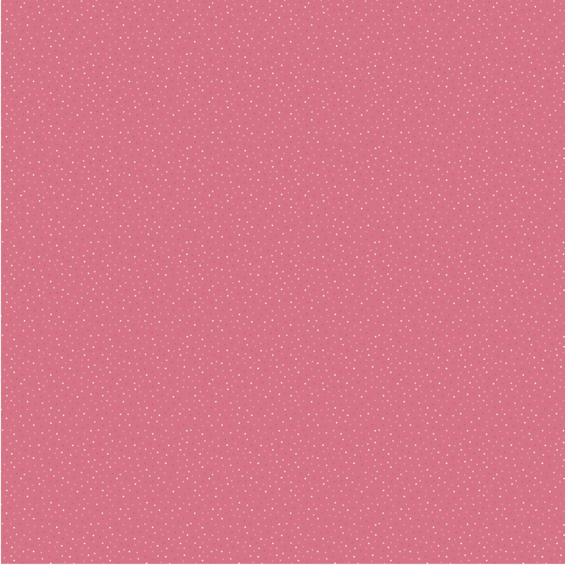fabric with a fine repeating pattern of multi  tiny white and rose dots scattered on rose background