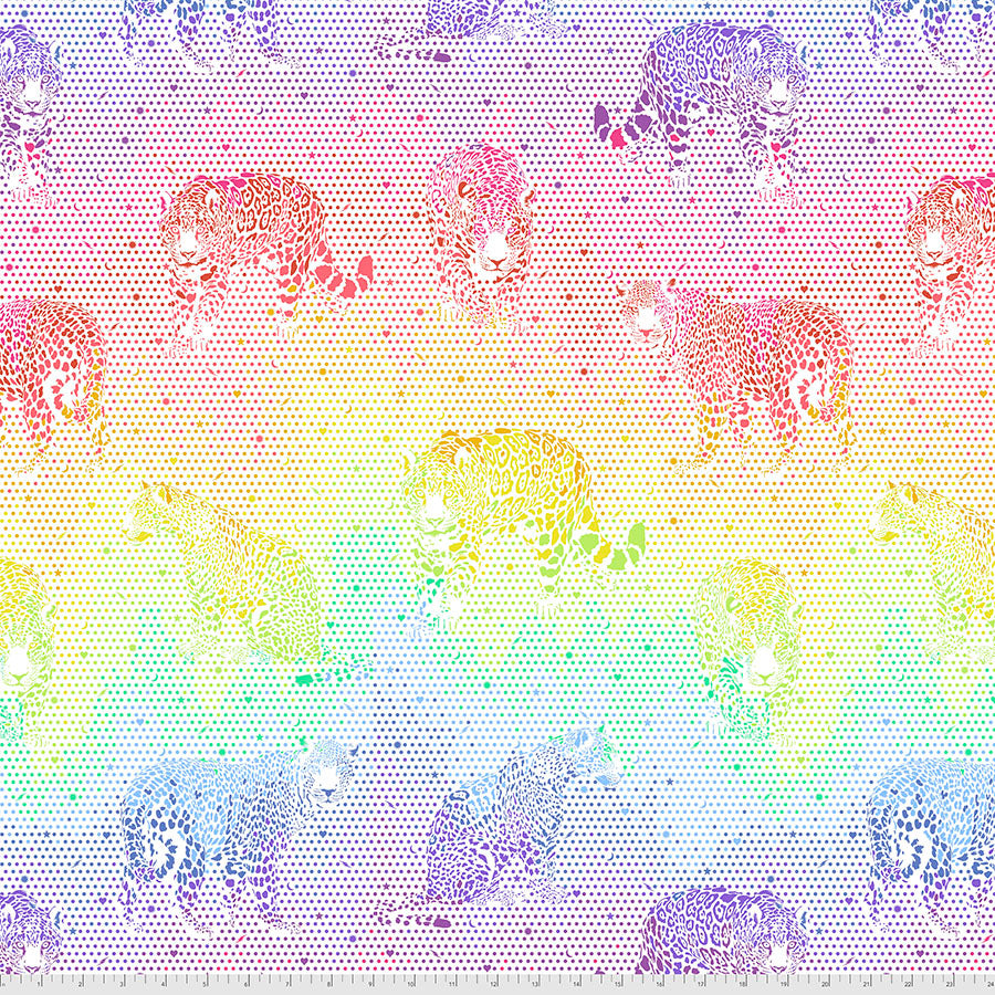 rainbow jaguars on a white rainbow color gradient.