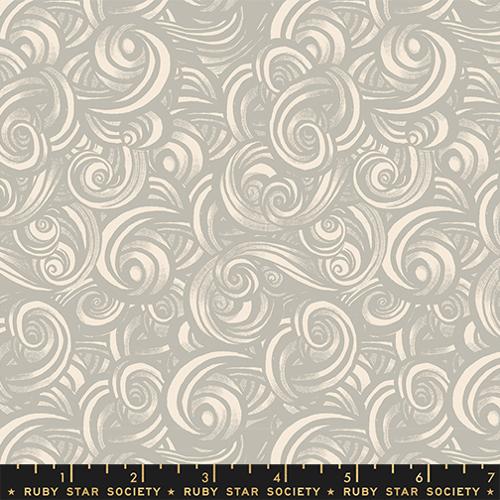 Grey swirling pattern fabric by Ruby Star Society.