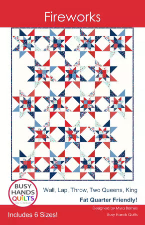Quilt pattern cover with red, white, and blue star designs 