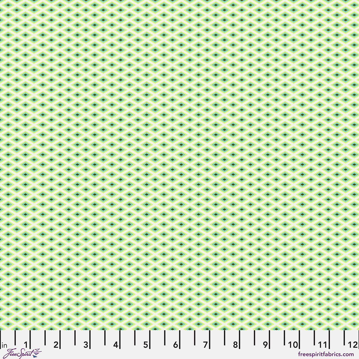 Fabric swatch with green and white pattern