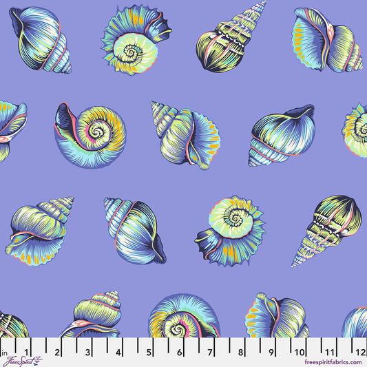 blue Seashells on a purple background