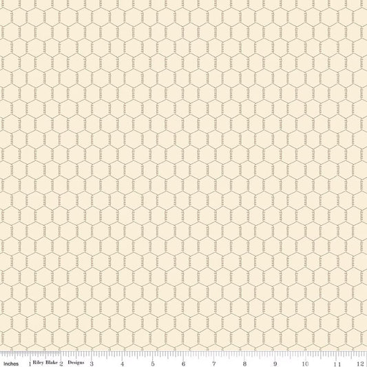 Chicken wire design in a Hexagonal pattern on a yellow background