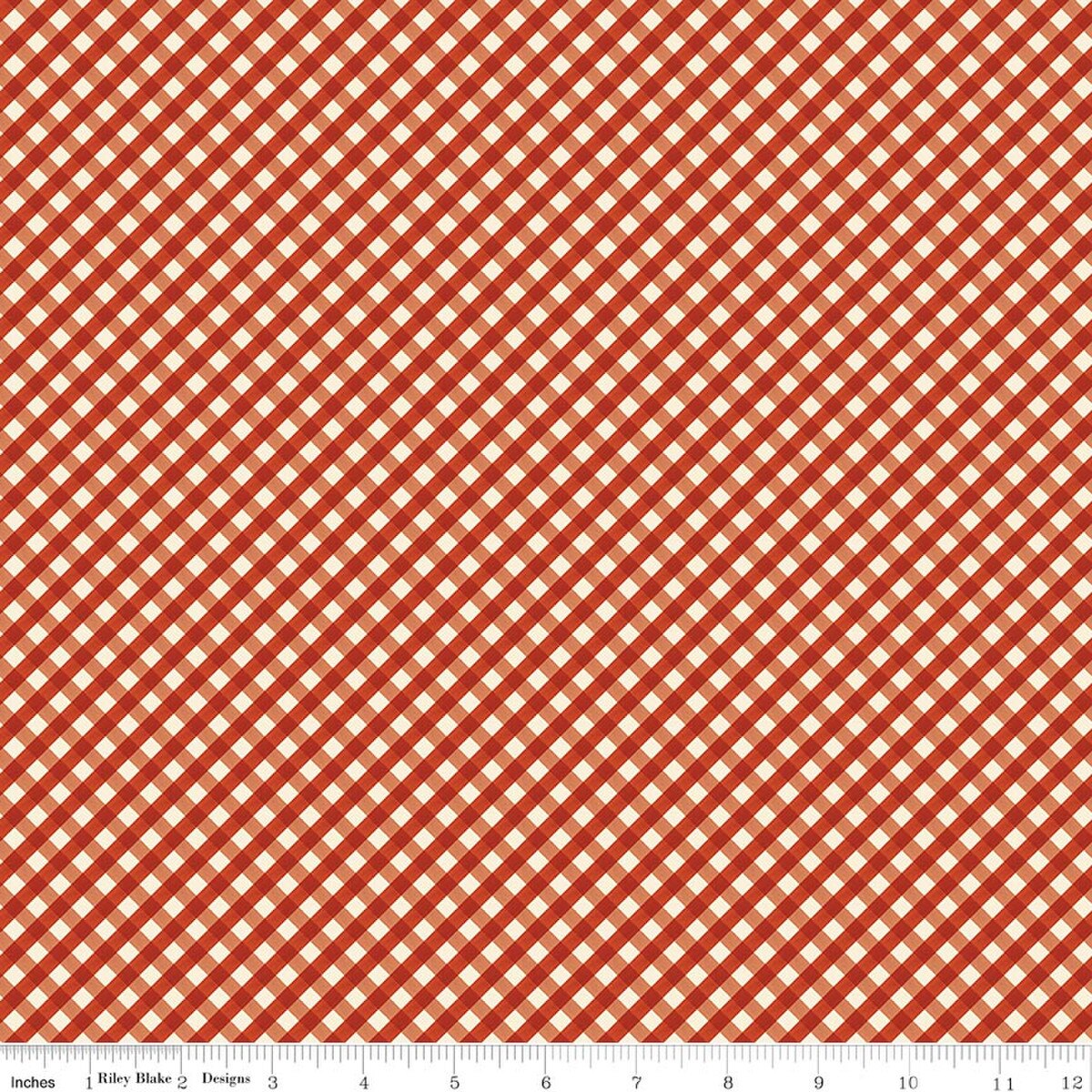 A close-up of a red and white gingham fabric pattern 