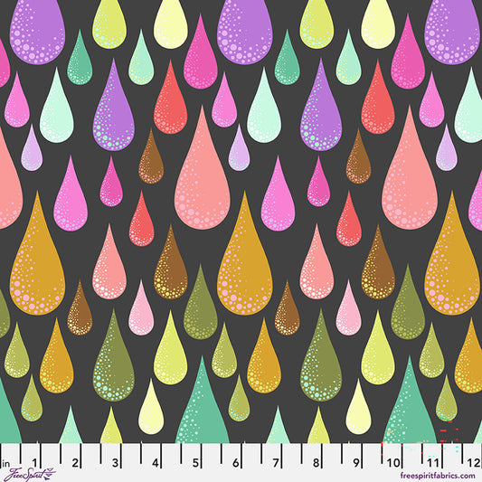 Colorful raindrop pattern on a dark background 