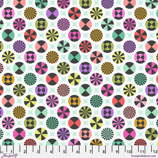 Colorful geometric pattern on a white background.