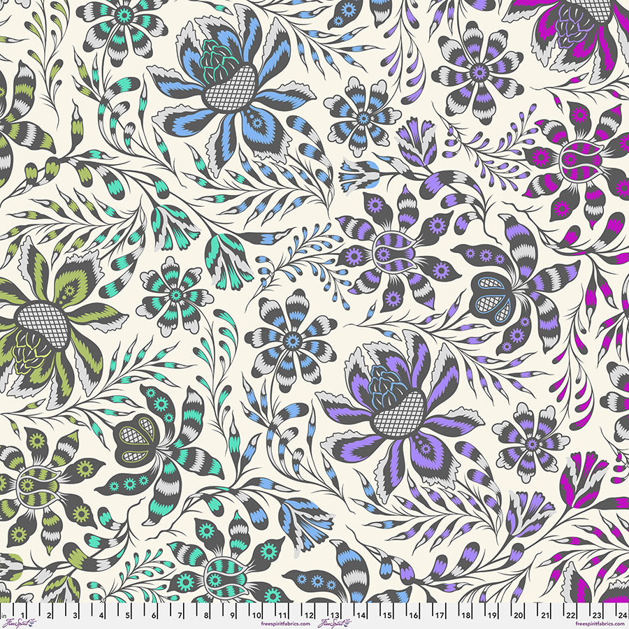 Roar – Super Wild Vine - Mist - 108" Wide Quilt Backing  – QBTP016.MIST - HALF YARD - Tula Pink for FreeSpirit