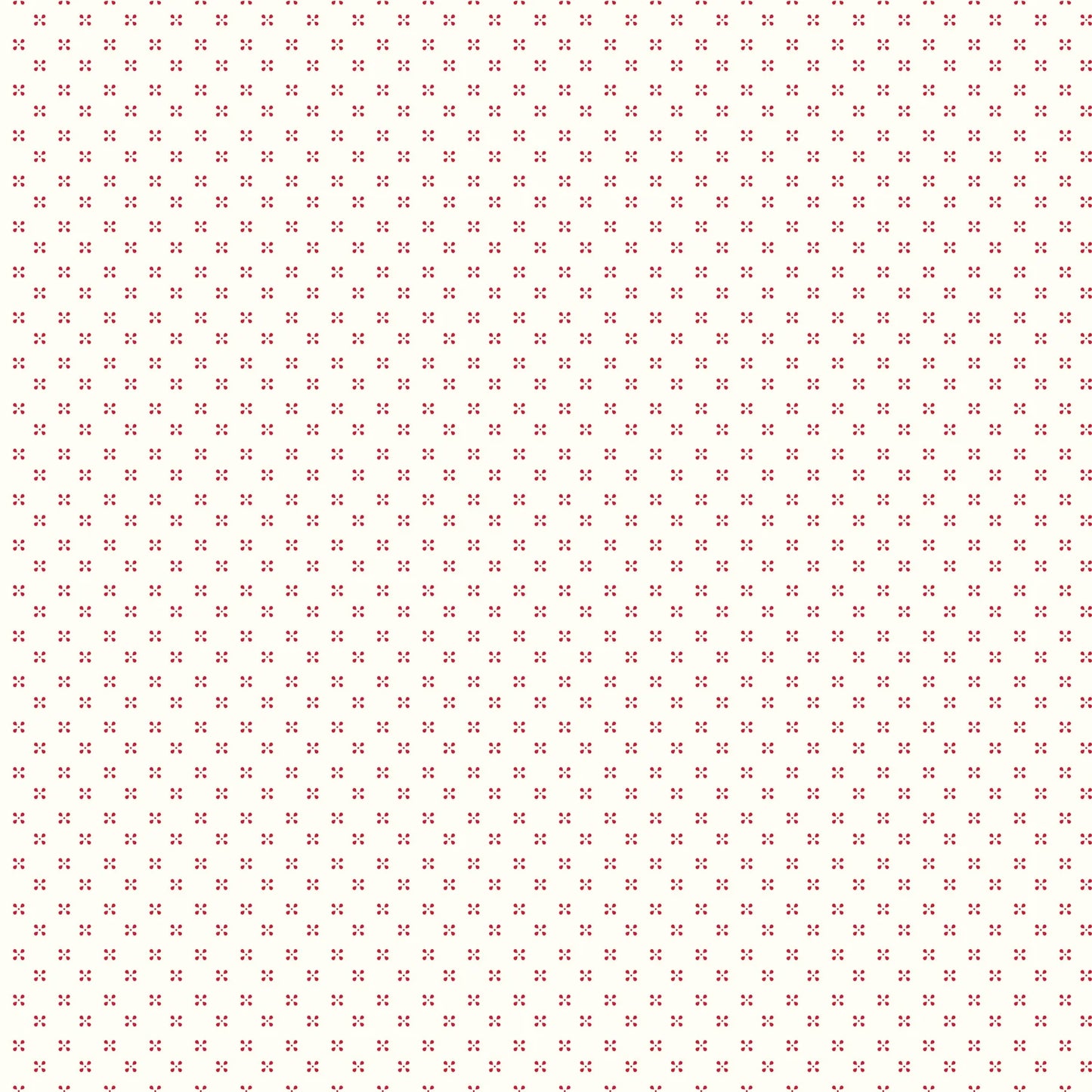 A repeating pattern of red small dots shaping 'X' motifs on a white background.