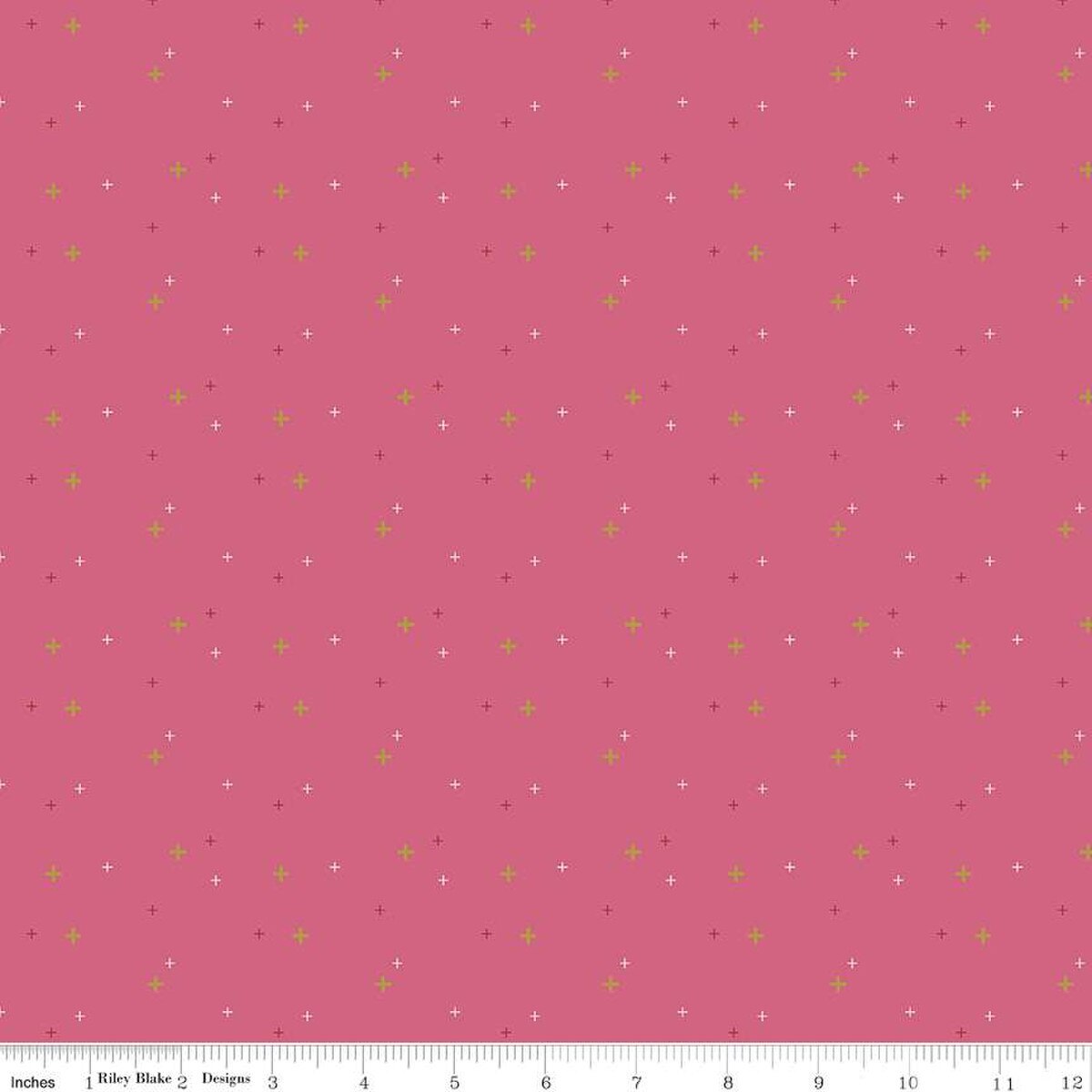scattered plus signs of various sizes on a pink background