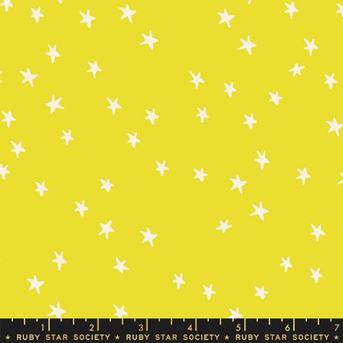white stars on a neon yellow background