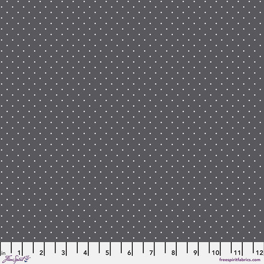 Dark Gray fabric with small light grey tiny polka dots.