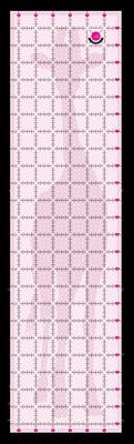 Pink ruler with measurement markings and a giraffe logo on a pink background