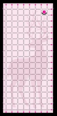 Pink ruler with measurement markings and a deer logo on a pink background