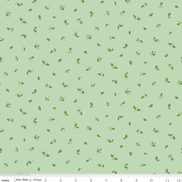 green leaflets on a mint green background