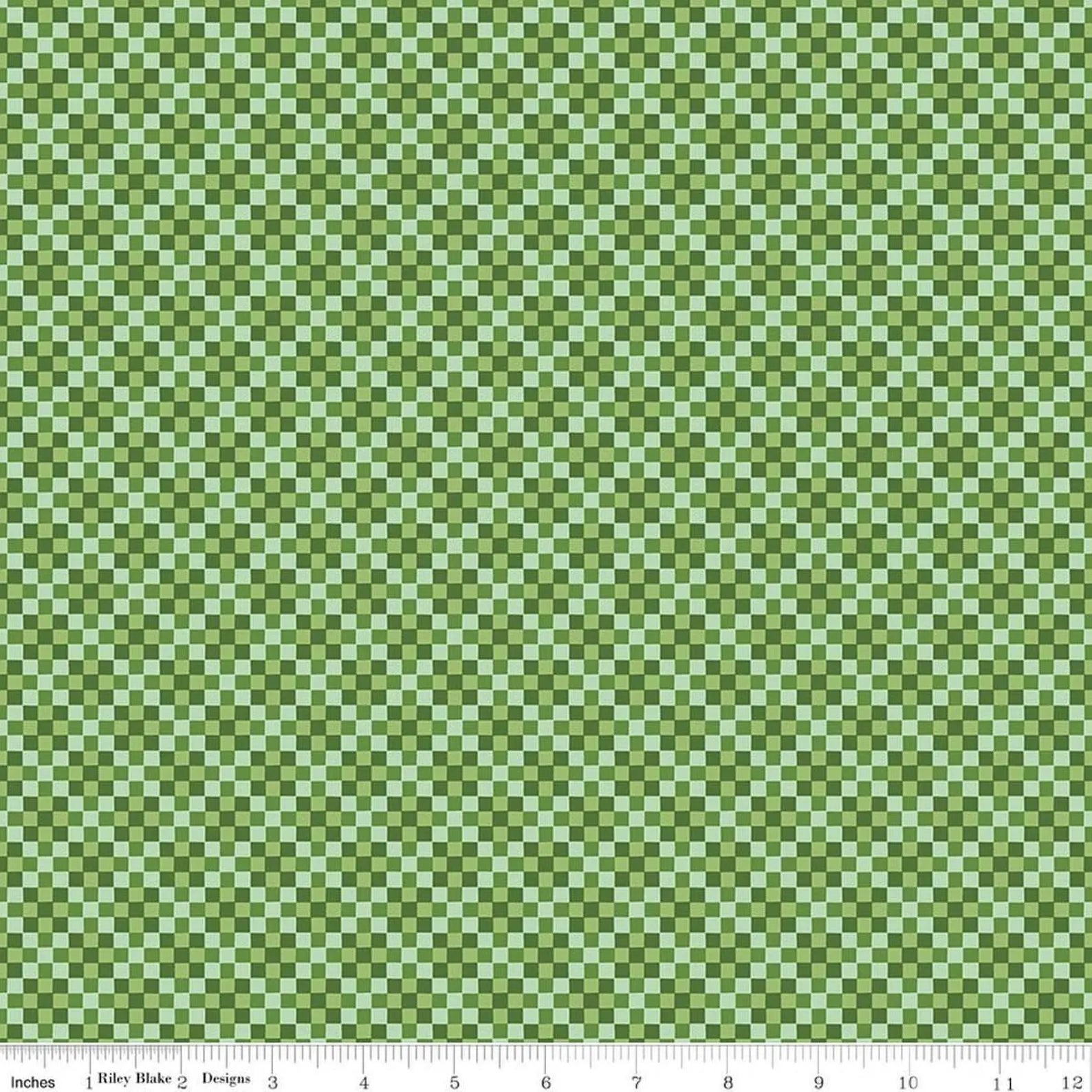 A repeating green and light green checkerboard pattern shown flat