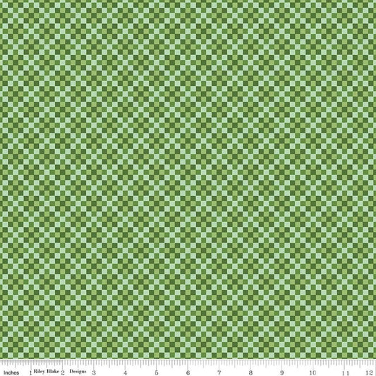 A repeating green and light green checkerboard pattern shown flat