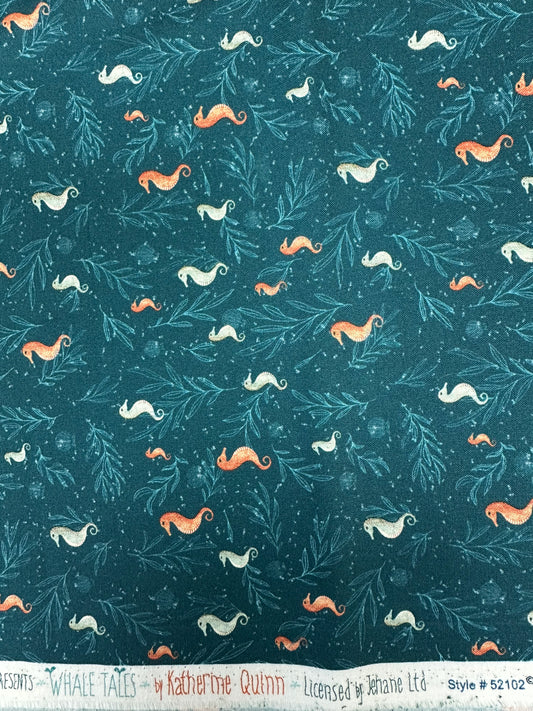 Seahorses on aqua background