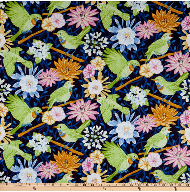 Benartex Contempo NIGHTINGALE on Navy Print by YARD