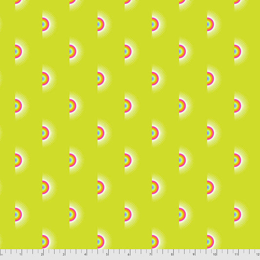 rainbows on a yellow/green background 